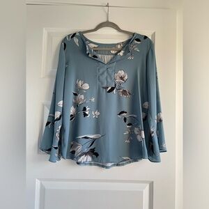 Blue floral blouse